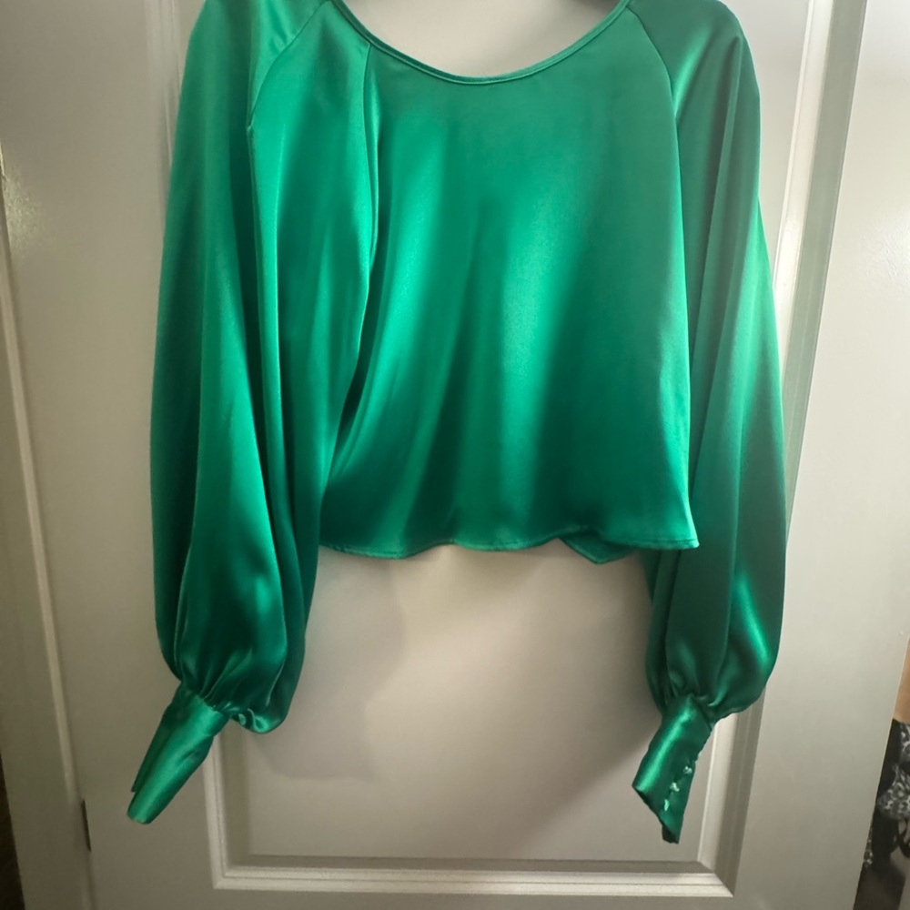 H&M Vibrant Green Satin Blouse